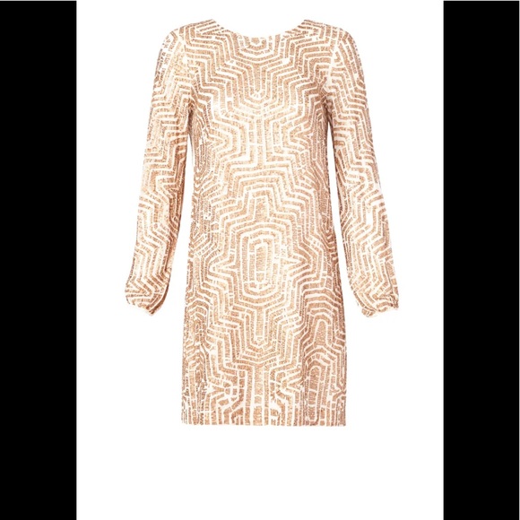 Badgley Mischka Gold Sequin Sheath Dress MSRP $650 - Picture 1 of 2